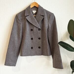J Crew Womens Wool Double Breasted Blazer Jacket Size 4 Gray Preppy Old Money